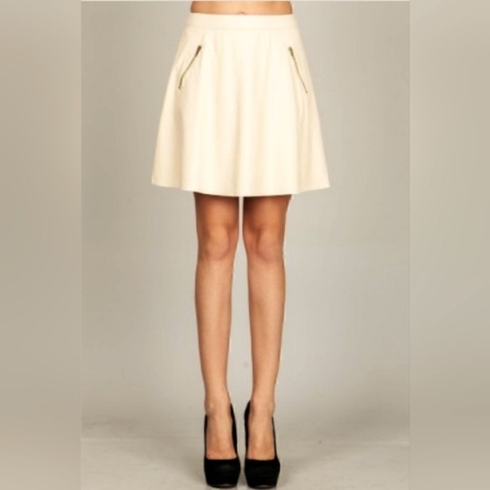 Faux leather Creme colored Aline skirt